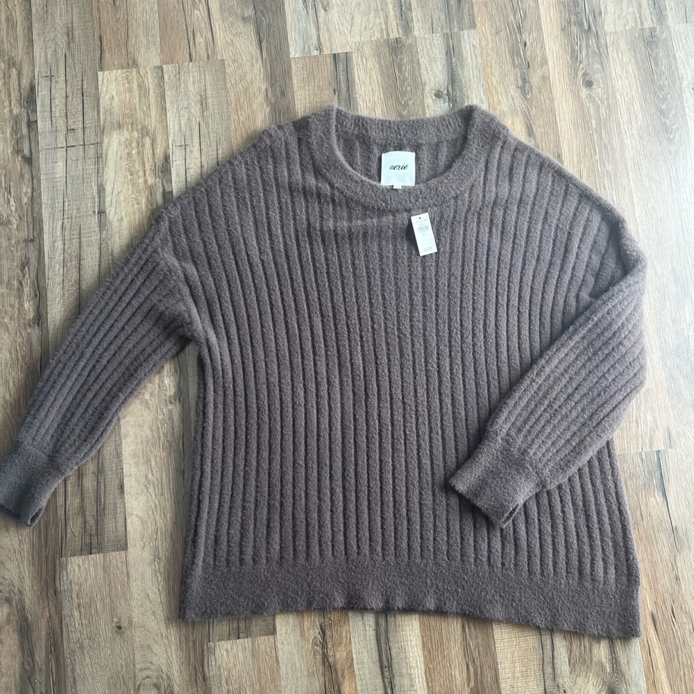Aerie buttercream sweater, brown color. Size large.